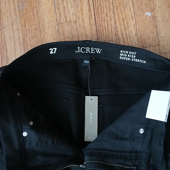 J.Crew Kick Out, Mid-rise, Super-stretch Jeans, Black Size 27 - Picture 5 of 8